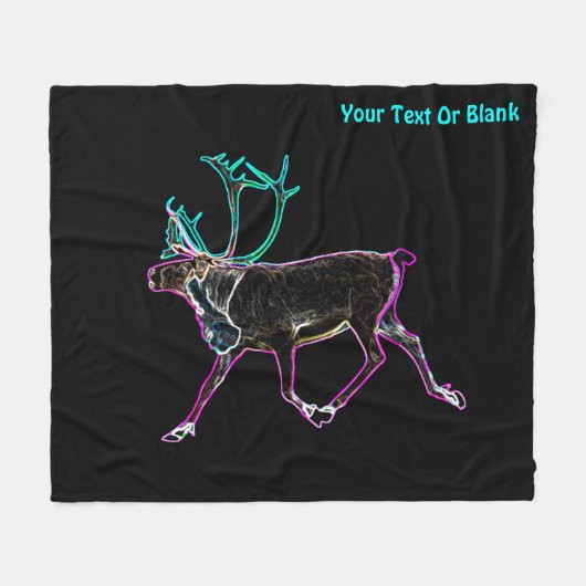 Elektrisch Caribisch gebied (rendier) Fleece Deken (Voorkant (Horizontaal))