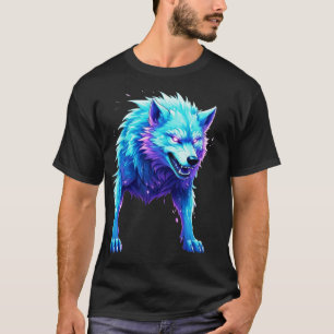 Elektrisch Cartoon Wolf T-Shirt