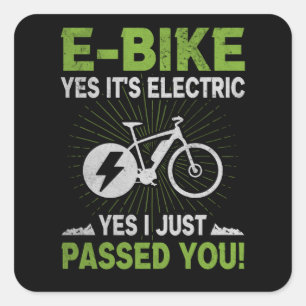 Elektrisch E-Bike passeerde je elektrische fietser Vierkante Sticker