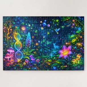 Elektrisch Eden: Neon Jungle Wildlife & Cyber-DNA Legpuzzel