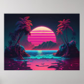 Elektrisch eiland: Synthwave-vormen in het Paradij Poster (Voorkant)