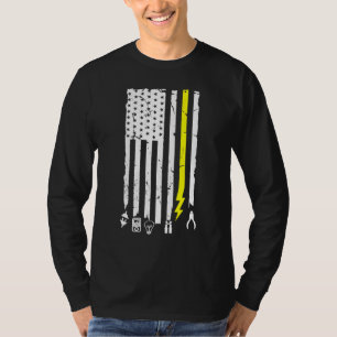 Elektrisch gereedschap dat ons de vlag voor elektr t-shirt