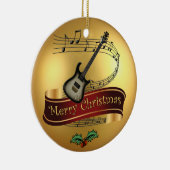 Elektrisch gitaar ~Musical Scroll ~Merry Kerstmis Keramisch Ornament (Rechts)