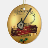 Elektrisch gitaar ~Musical Scroll ~Merry Kerstmis Keramisch Ornament (Links)