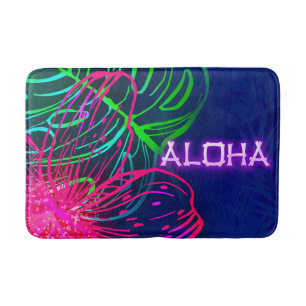 Elektrisch Luau Tropische Nacht Neon Aloha Badmat