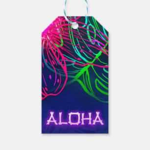 Elektrisch Luau Tropische Nacht Neon Aloha Feest Cadeaulabel