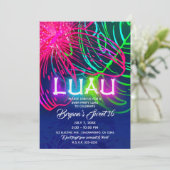 Elektrisch Luau Tropische Nacht Neon Aloha Feest Kaart (Staand voorkant)