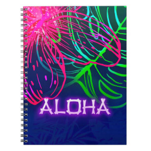 Elektrisch Luau Tropische Nacht Neon Aloha Paradij Notitieboek