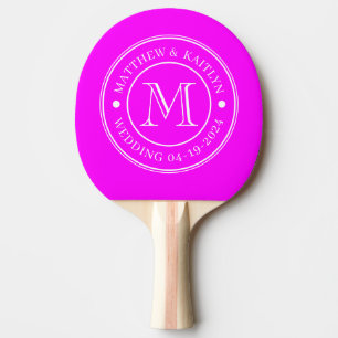 Elektrisch Retro Roze Trouw Monogram Tafeltennisbatje
