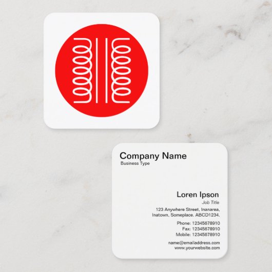 Elektrisch transformatorsymbool - Rood en wit Vierkante Visitekaartje (Voorkant / Achterkant)