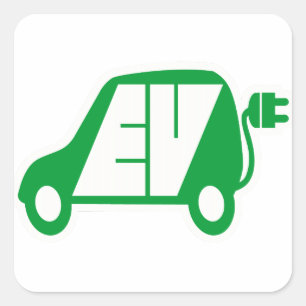 Elektrisch voertuig EV-pictogram Logo - Vierkante Sticker