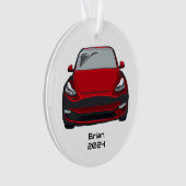 Elektrisch voertuig SUV Rode Hand getrokken Schets Ornament (voorkant)