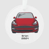 Elektrisch voertuig SUV Rode Hand getrokken Schets Ornament (voorkant)