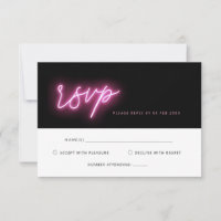 Elektrisch zwarte en roze Neon Glow RSVP Reply Kaa