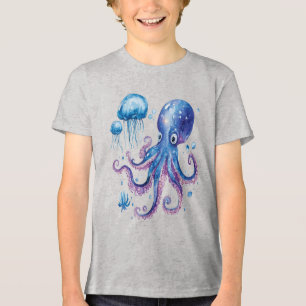 Elektrische Afgrond Octopus & Glowende Kwallen Tri-Blend Shirt
