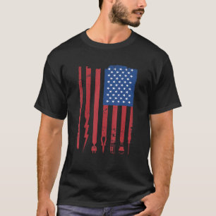 Elektrische Amerikaanse vlagelektriciens Tools Lin T-shirt