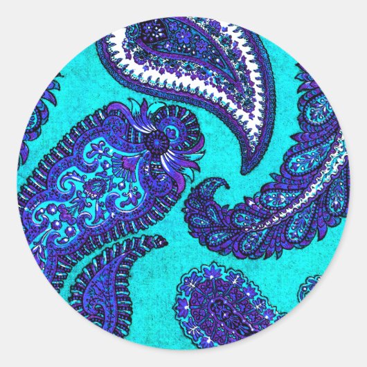 Elektrische Aqua Paisley Envelope Sticker (Voorkant)