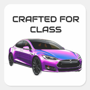 Elektrische auto met levendige kleuraccenten vierkante sticker