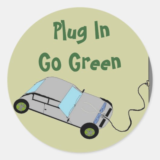 Elektrische auto ronde sticker (Voorkant)