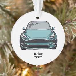 Elektrische auto SUV Blauwgroen hand getrokken sch Ornament