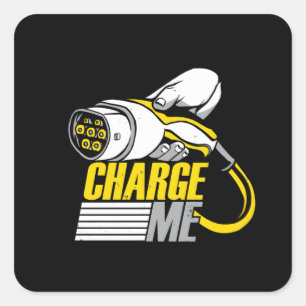 Elektrische auto vierkante sticker