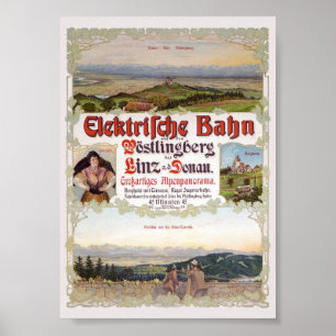 Elektrische Bahn Autriche Poster vintage 1902