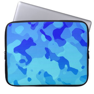 Elektrische Blauwe Camo; Camouflage Laptop Sleeve
