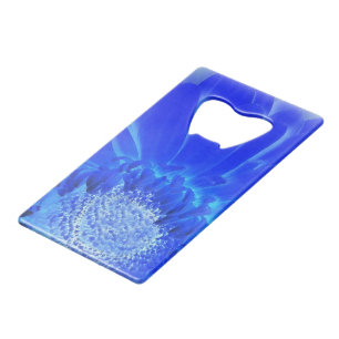 elektrische blauwe gerbera kredietkaart flessenopener
