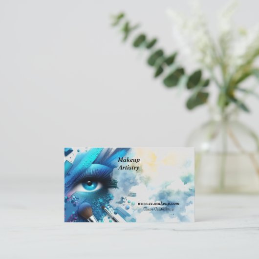 Elektrische blauwe oogschaduw make-up visitekaartje (Staand voorkant)