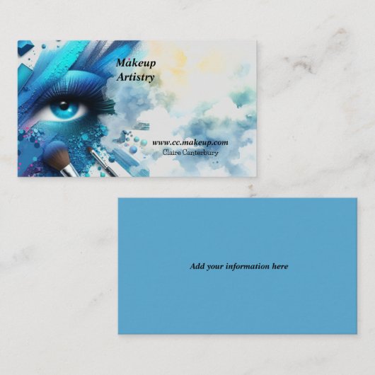 Elektrische blauwe oogschaduw make-up visitekaartje (Voorkant / Achterkant)