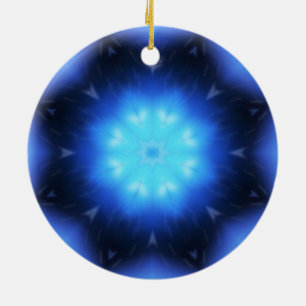 Elektrische Blauwe Ster Keramisch Ornament