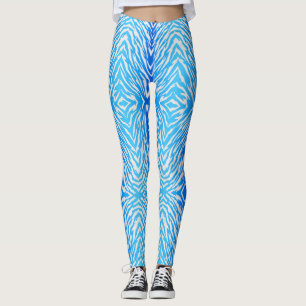 Elektrische Blauwe Tijger Stripes Dierenprint Leggings