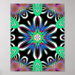 Elektrische Bloesem Mandala Poster