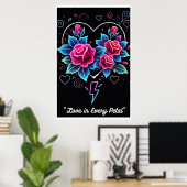 Elektrische Bloom: Neon Love Symphony Poster (Thuiskantoor)