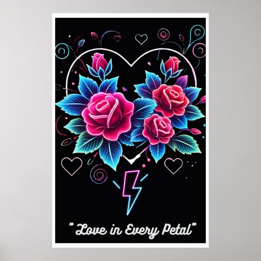 Elektrische Bloom: Neon Love Symphony Poster (Voorkant)