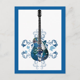ELEKTRISCHE BLUE GRUNGE SWIRL VECTORS GUITAR MUSIC BRIEFKAART