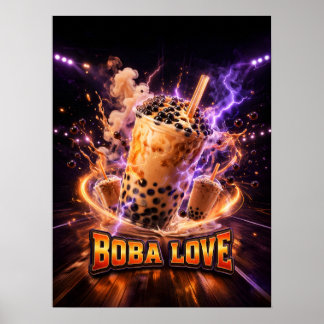 Elektrische Boba Thee Grafiek Poster