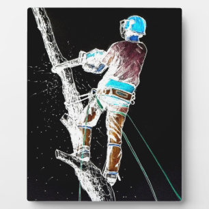 Elektrische boomchirurg-boristisch kettingzagen fotoplaat