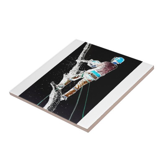 Elektrische boomchirurg-boristisch kettingzagen tegeltje (Zijkant)