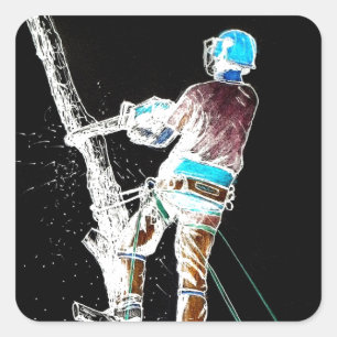 Elektrische boomchirurg-boristisch kettingzagen vierkante sticker