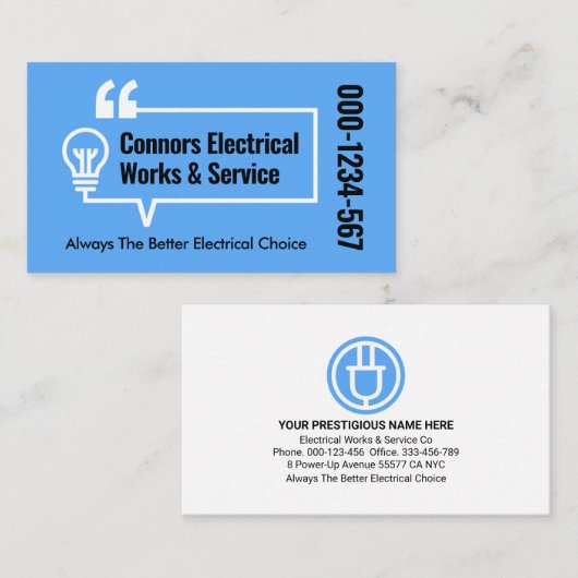 Elektrische Bulb Circuit Bubble Speech Visitekaartje (Voorkant / Achterkant)