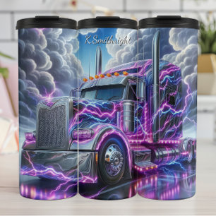 Elektrische Chrome Semi Truck Lightning Strike Thermosbeker