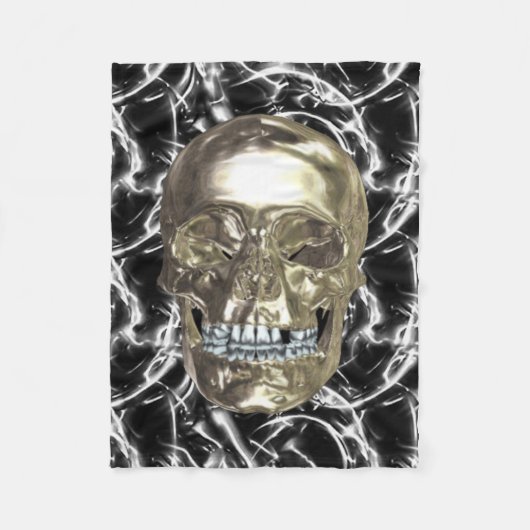 Elektrische Chrome Skull Fleece Deken (Voorkant)