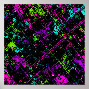 Elektrische Cyberpunk Textuur: Naadloos Neon Signa Poster