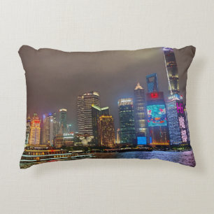 Elektrische dromen - Futuristische Shanghai Skylin Accent Kussen
