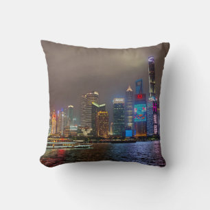 Elektrische dromen - Futuristische Shanghai Skylin Kussen