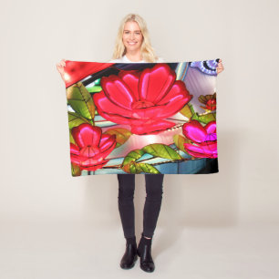 Elektrische elegantie in roze fleece deken