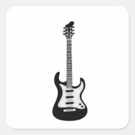 Elektrische en akoestische gitaar, met rots en rol vierkante sticker