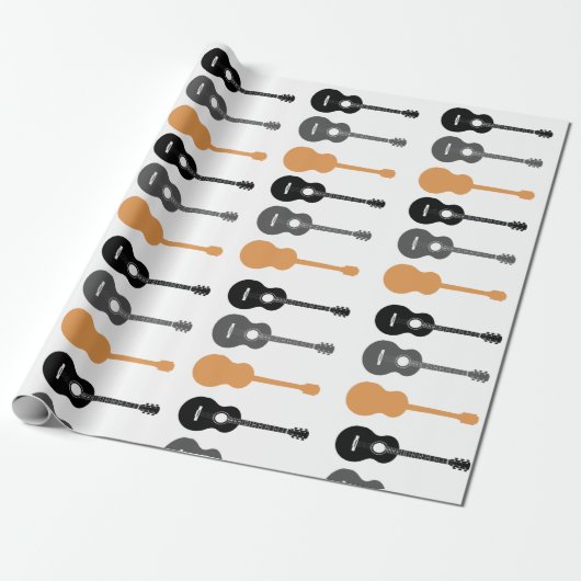 Elektrische en akoestische gitaren cadeaupapier (Uitgerold)