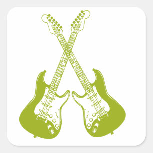 Elektrische en akoestische gitartrips voor rots en vierkante sticker